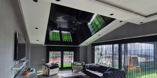 Villa iç mekanda uygulanan lake gergi tavan tasarımı